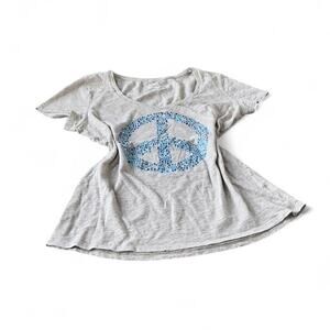 Vintage Old Navy Gray Scoop Neck Rhinestone Peace Sign Tee – Size Large